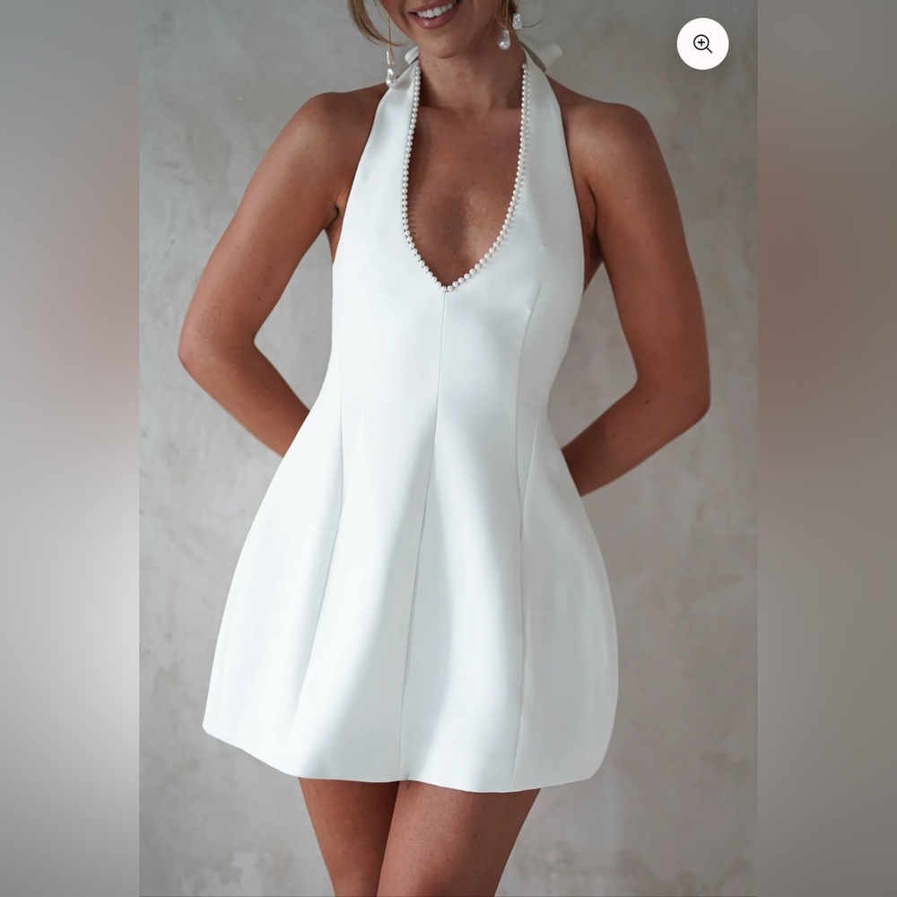 Halter Neck Mini Dress in White